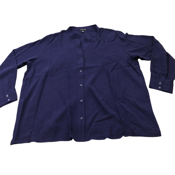Eileen Fisher Tops - Eileen Fisher 100% Silk Button Down Shirt Womens XL Purple Long Sleeve Blouse